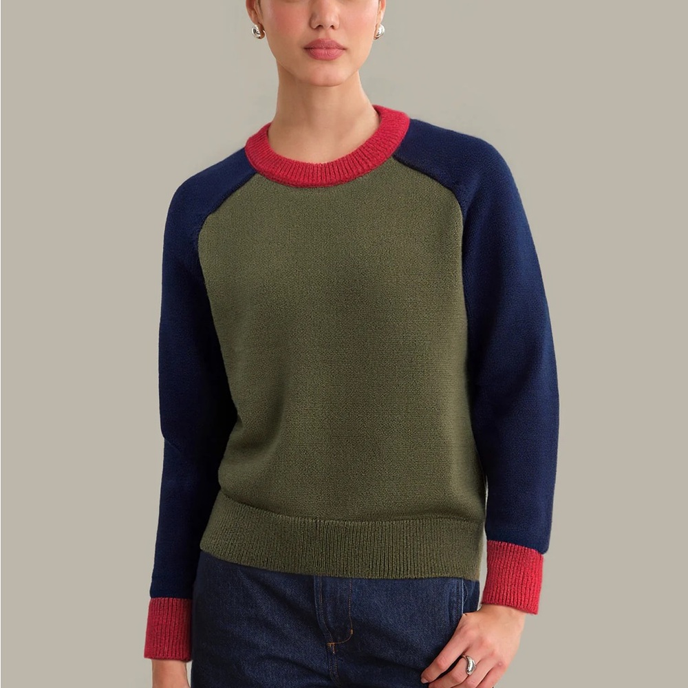 525 America green red navy Colorblock Crewneck Sweater